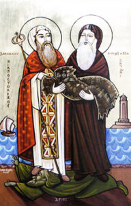 Οι άγιοι Αθανάσιος κι Αντώνιος ποδοπατούν τον Άρειο