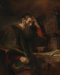 Rembrandt van Rijn (and Workshop?) (Dutch, 1606 - 1669 ), The Apostle Paul, c. 1657, oil on canvas, Widener Collection. commons.wikimedia.org